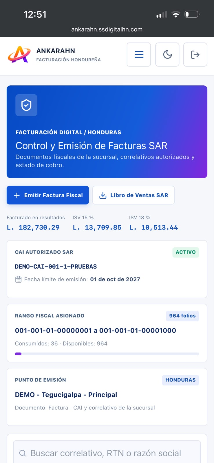 Facturas SAR en celular